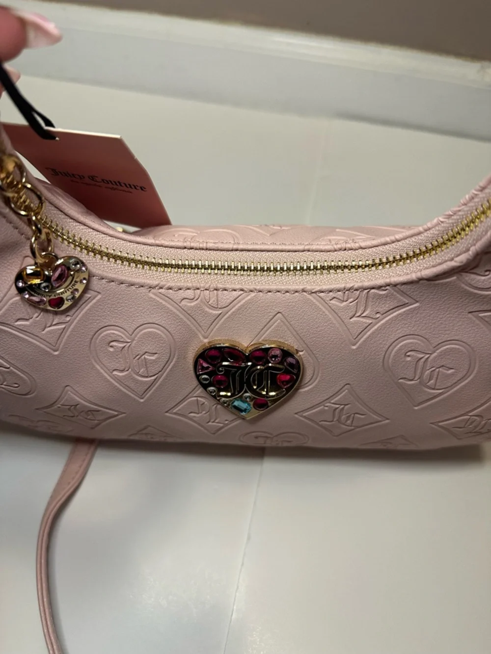 Juicy Couture New Glitzed Out Hobo Convertible Bag in Pink Clay Faux Leather